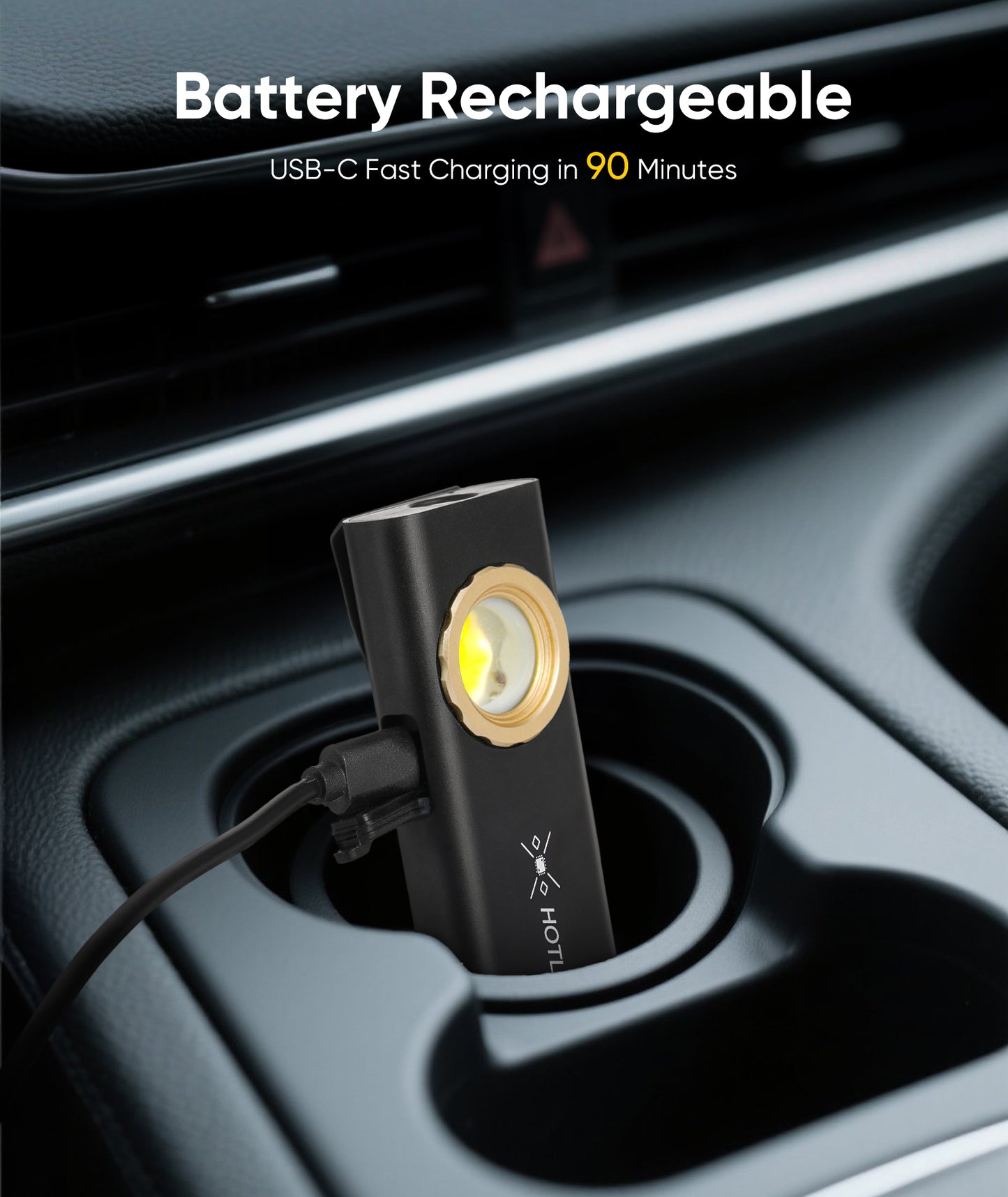 Slim Magnetic Work Light - 1000 Lumens LED Work Light Rechargeable with Two Magnetic Bases Design, Flat Flashlight for Car Repairing/Camping/Emergency