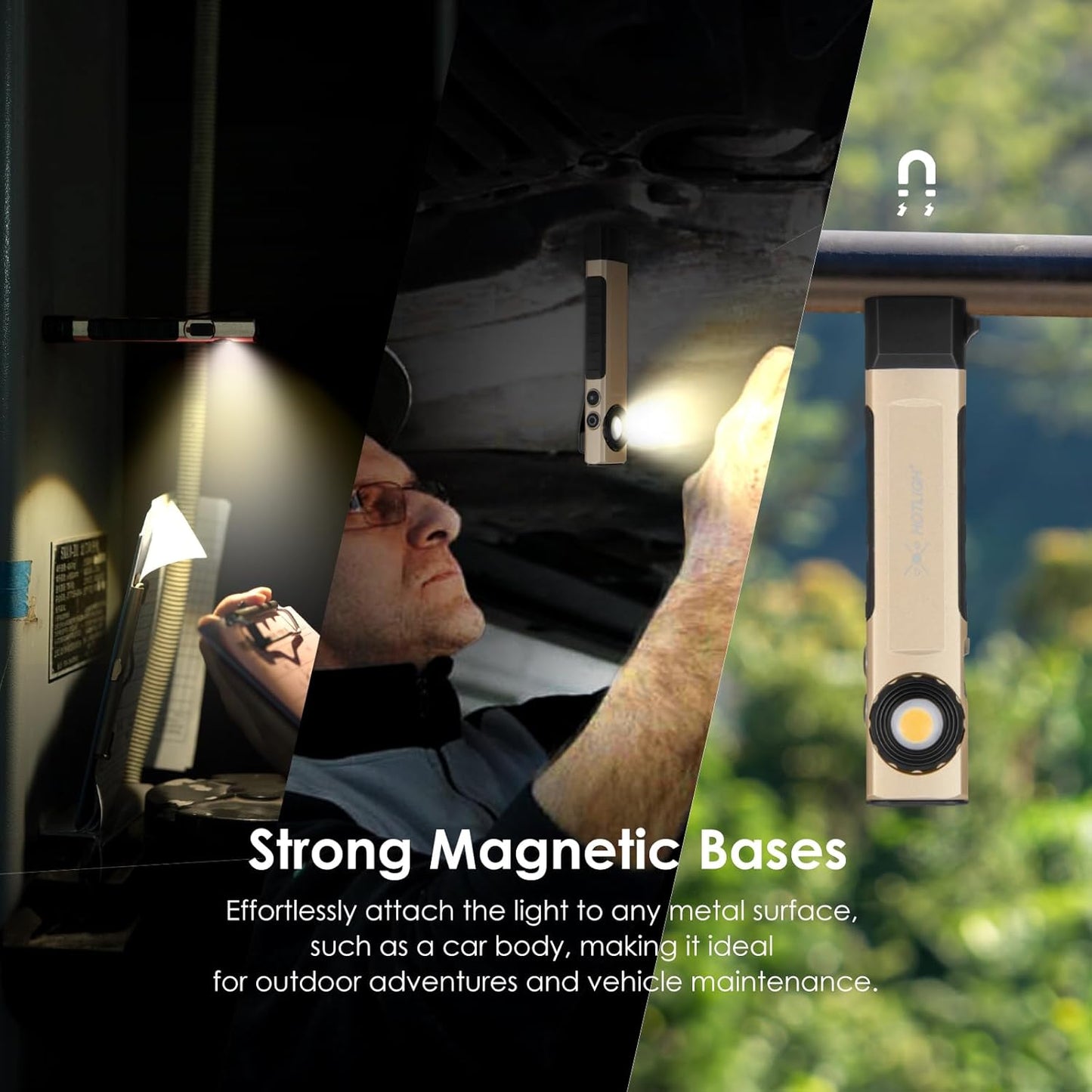 Rechargeable Flashlight Magnetic - 700 Lumens LED Flashlight with Clip Design, Flat Flashlight for Car Repairing/Camping/Emergency