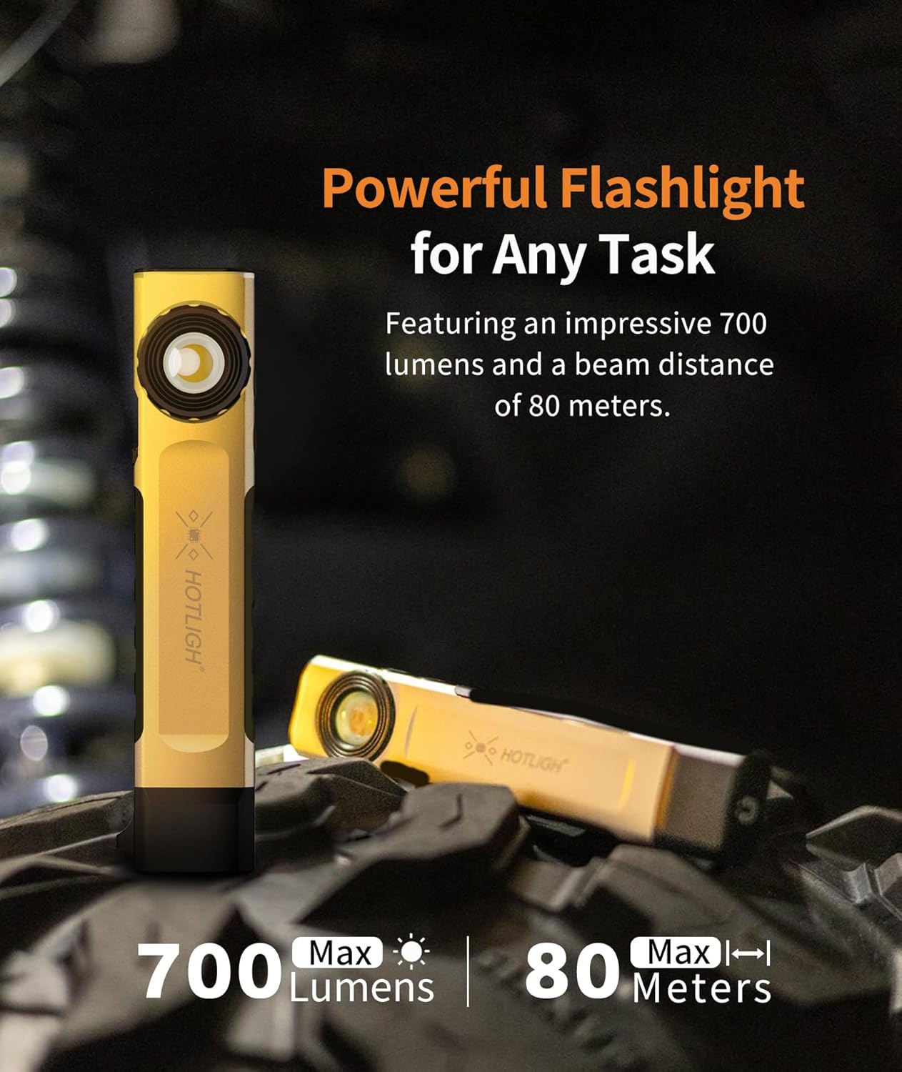 Rechargeable Flashlight Magnetic - 700 Lumens LED Flashlight with Clip Design, Flat Flashlight for Car Repairing/Camping/Emergency