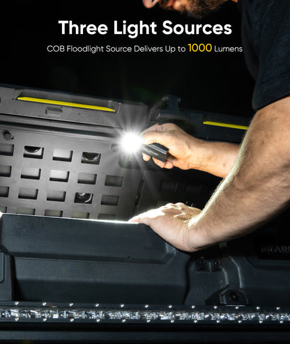 Slim Magnetic Work Light - 1000 Lumens LED Work Light Rechargeable with Two Magnetic Bases Design, Flat Flashlight for Car Repairing/Camping/Emergency