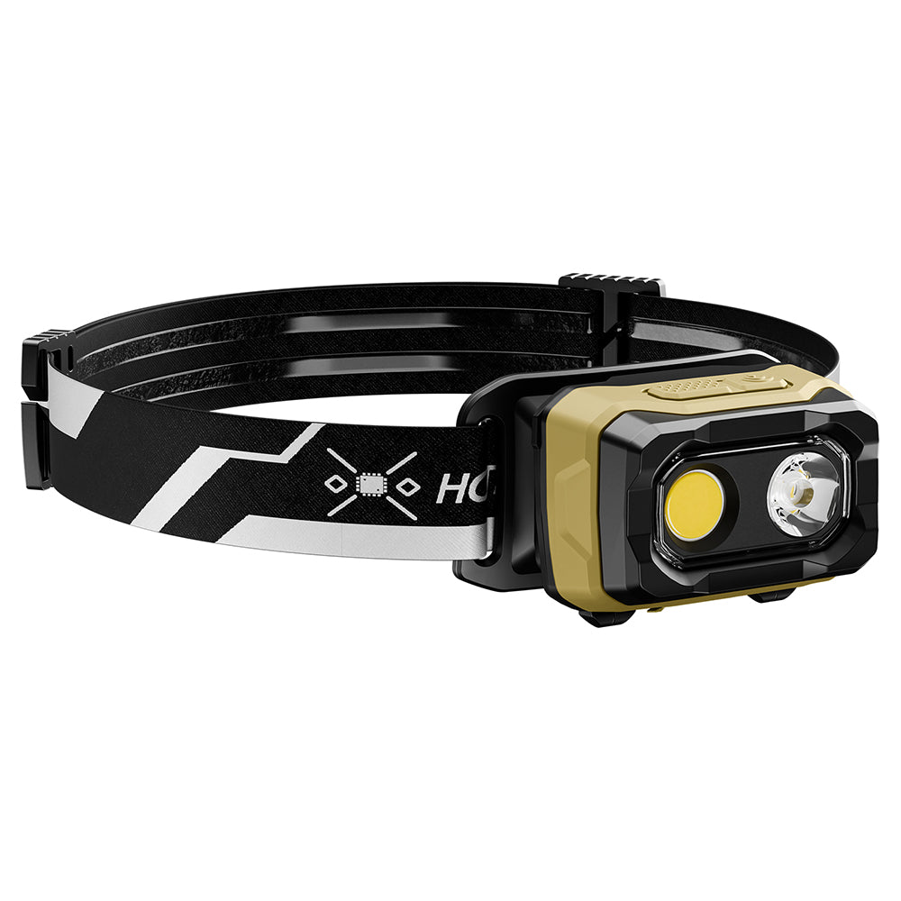 Voice-Controlled LED Headlamp Rechargeable - 1000LM Magnetic Headlight with IP65 Waterproof & Magnetic Back, 3 Modes Head Flashlight Rechargeable for Camping Running Hiking Fishing, Yellow