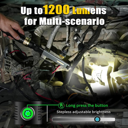 HOTLIGH Rechargeable Work Light - 5000mAh Magnetic Work Light with 360° Rotate Foldable Design, 1200 Lumens Led Work Light, 3 Lighting Modes Mechanic Light for Car Repairing/Emergency