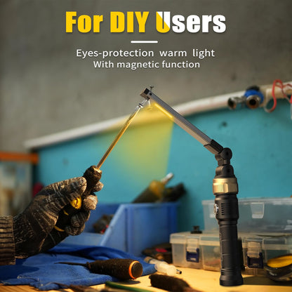 HOTLIGH Rechargeable Work Light - 5000mAh Magnetic Work Light with 360° Rotate Foldable Design, 1200 Lumens Led Work Light, 3 Lighting Modes Mechanic Light for Car Repairing/Emergency