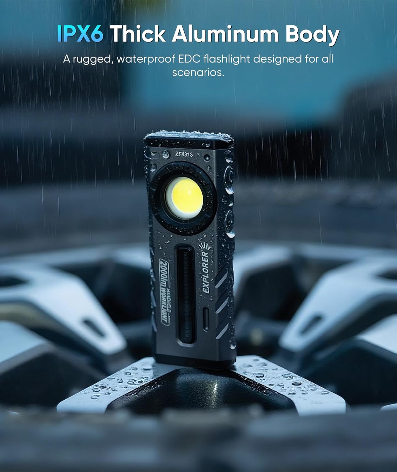 ZF8313 Rechargeable Flashlight, Magnetic EDC Flashlight Rechargeable, 2000 Lumens LED Flashlight with RGB and UV Lighting Source for Outdoor, Car Repairing