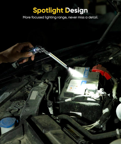 Magnetic Work Light - 4000mAh Rechargeable Work Light with Hook Design, 1200 Lumens Mechanic Light, 3 Lighting Modes Magnetic Flashlight for Repairing、Emergency