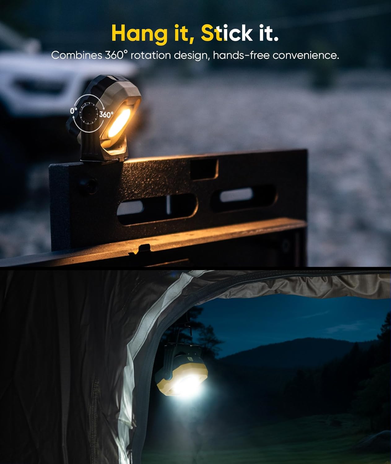 Rechargeable Work Light, 1200LM Magnetic Light with IPX4 Waterproof, 4000mAh Battery Led Work Light, Mechanic Light for Car Repair, Camping, Emergency