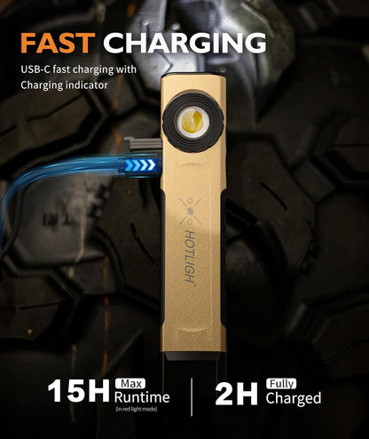 Rechargeable Flashlight Magnetic - 700 Lumens LED Flashlight with Clip Design, Flat Flashlight for Car Repairing/Camping/Emergency