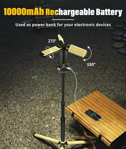 HOTLIGH Led Work Light - 5000 Lumen Rechargeable Work Light with Stand 67" Tripod, Mechanic Light with 270° Rotate Foldable Design, Camp Light for Car Repairing/Off-road Camping