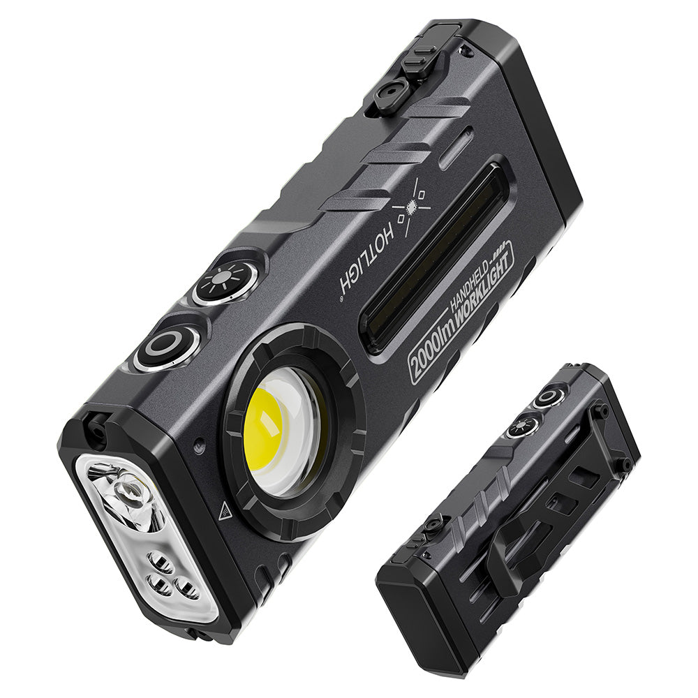 ZF8324 Rechargeable Flashlight, 2000 Lumens Bright Flashlight, Pocket Flashlight with White, Warm, RGB & Dual UV, Flat EDC Flashlight with Magnetic Base for Camping, Outdoor & Emergency
